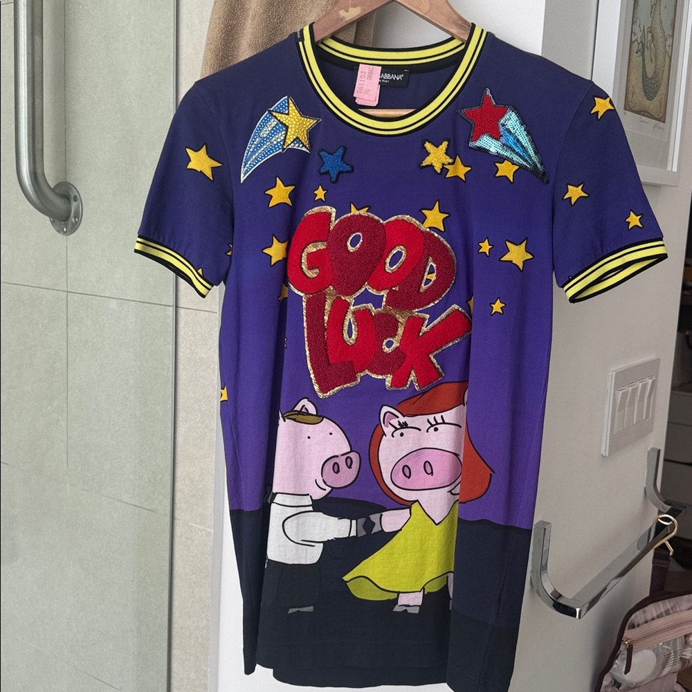 Dolce & Gabbana Navy and Yellow Striped Collar Shirt